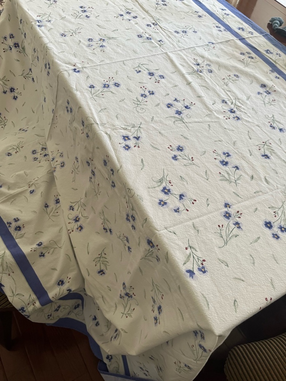 Vintage Blue Floral Printed Tablecloth - Picture 9 of 16